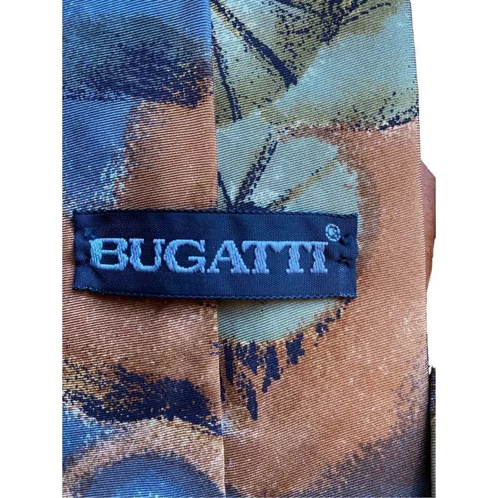 Bugatti green blue rust silk tie new with tags